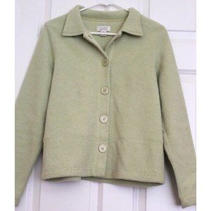 Vintage Terry  Towel Shirt Jacket Shacket Sz M Green Minimalist Cottagecore